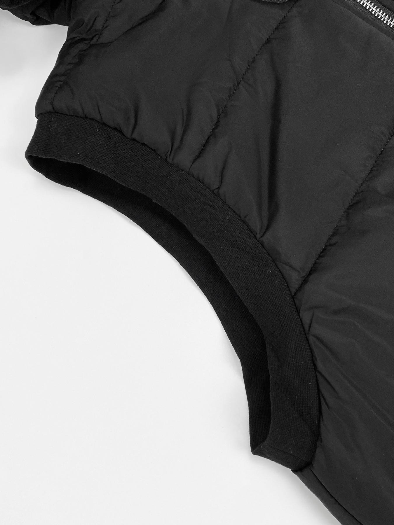 Aswulk Women Hooded Quilted Padded Vest, Thick Zip Up Sleeveless Jacket With Big Pockets, Front Short Back Long Casual Layering Gilet