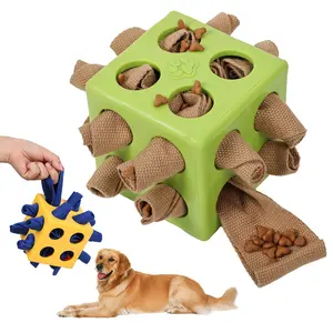 Dog Toy Treat-Hiding Puzzle Cube for Smart Playtime, Sniff Toy - Durable TPR and Fabric Chew Toy for All Sizes treat cube