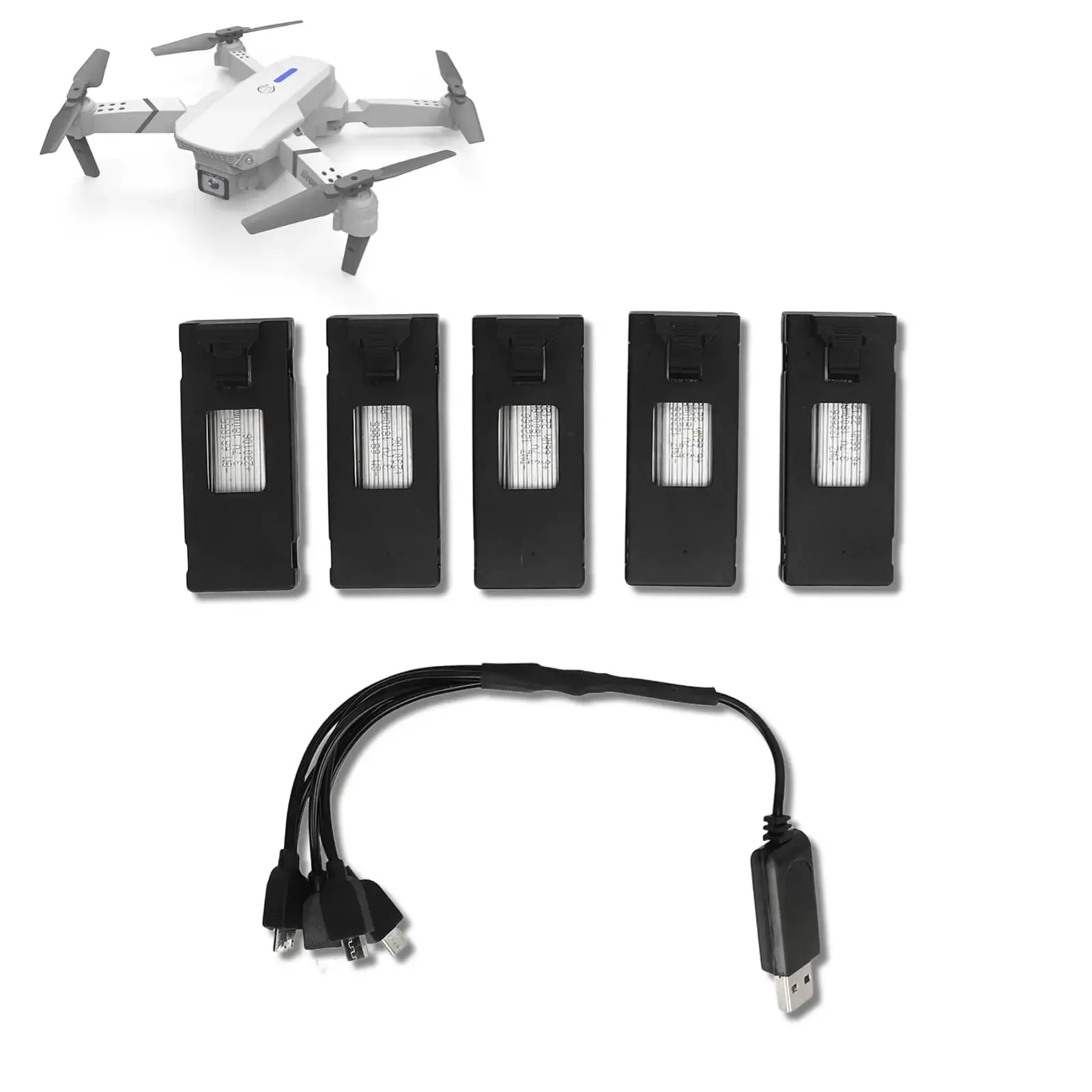 RC Drone Battery and Charging Cable Set 3.7V 1800mAh RC Drones Lithium Battery UAV Replacement Battery Drone Accessories for E88 E88PRO E525 PRO RC Drone