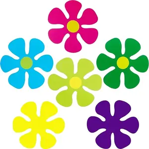 60 Pieces Flower Shaped Cutouts Mini Retro Flower for Hippie Party Craft Home Wall Decoration