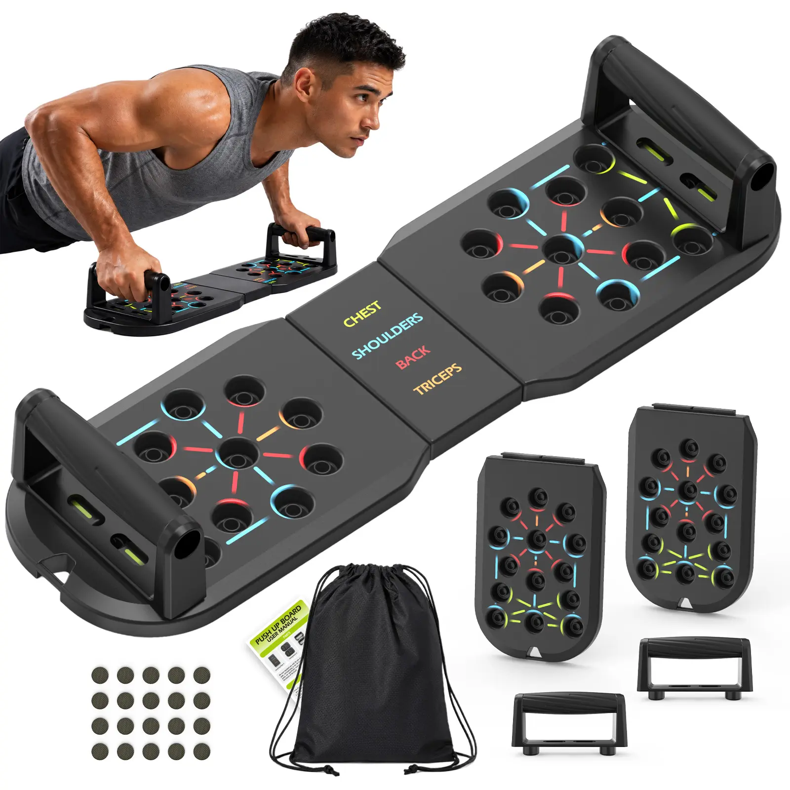 Push Up Board, Portable Foldable Push Up Board, Abdominal And Chest Muscle Training Folding Push Up Stand, Portable Fitness Equipment For Home Gym.