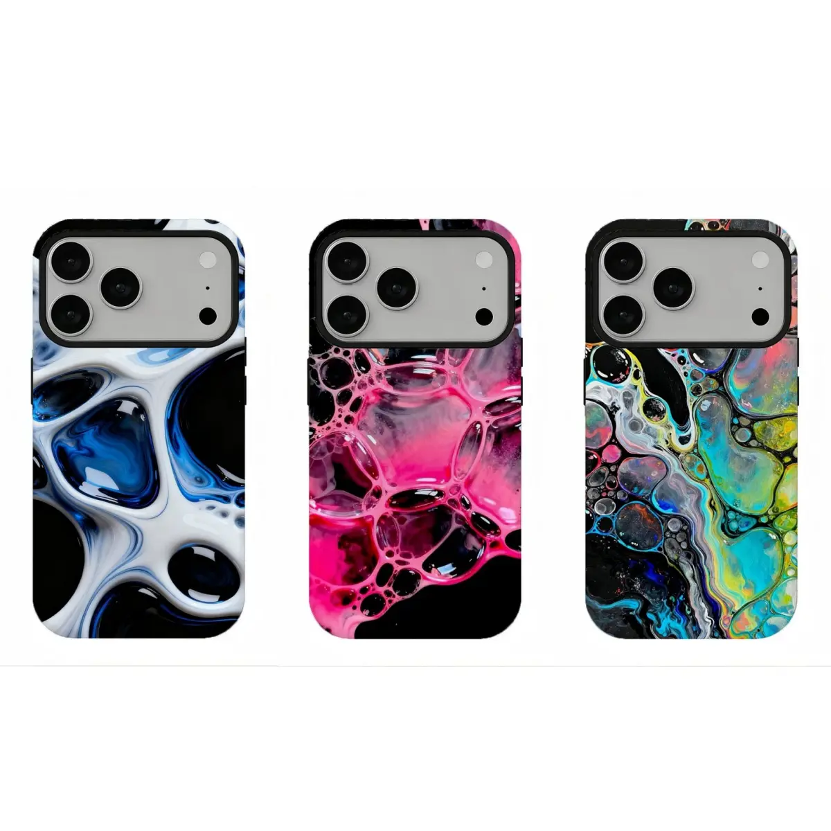 Y2K Trippy Bubble Fluid Art Phone Case, Colorful Bubble Swirl Tough Cover, Compatible for iPhone 17 16 15 14 13 12 11 and for Samsung S26 S25 S24 S23 S22 S21, Modern Trippy Art Protective Case, Perfect Holiday Gift