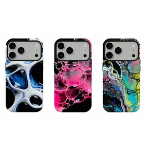 Y2K Trippy Bubble Fluid Art Phone Case, Colorful Bubble Swirl Tough Cover, Compatible for iPhone 17 16 15 14 13 12 11 and for Samsung S26 S25 S24 S23 S22 S21, Modern Trippy Art Protective Case, Perfect Holiday Gift