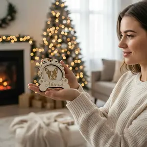 Personalized Dog Christmas Ornament | Custom Pet Name & Breed Ornament | Wooden Laser Engraved Ornament | Dog Lover Gift