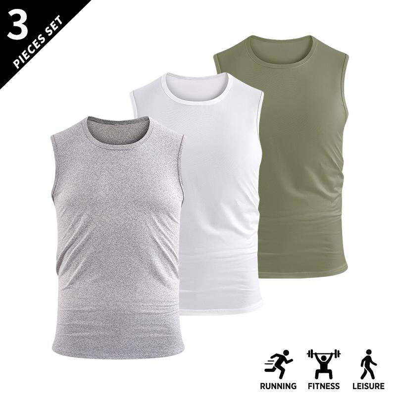 4-pack men’s athletic breathable lightweight sleeveless tank tops, loose fit; quick-dry crew neck sleeveless top; men’s sleeveless shirt/top for gym training.