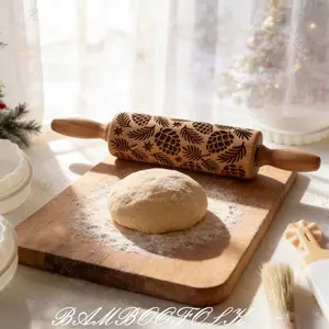 Pinecone Printing Rolling Pin, Embossing Rolling Pin, Laser Engraving Rolling Pin, Biscuit Decorating Roller, Suitable for Christmas Gifts