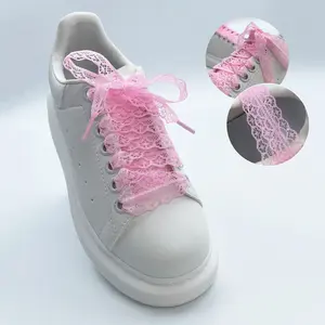 Women's Elegant Hollow-Out Lace Shoelaces 3CM Wide Design Multi-Color Flat Laces Versatile Shoestrings for Sports Shoes and Casual Shoes