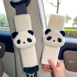 Panda Plush Car Seatbelt Shoulder Pads, Universal Fit, Comfortable Automotive Safety Accessories, Decorative Vehicle Essentials