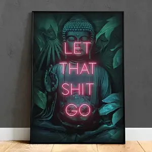 [UNFRAMED POSTER] (No Led Light, Only Poster) Frameless Buddha Yoga Zen Poster Art Print, Portrait Orientation, Modern Home Decor Wall Poster for Living Room