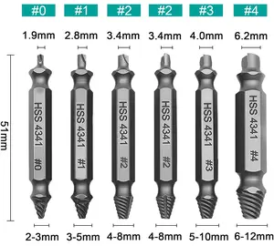 Stripped Broken Screw Remover, 6 Counts Set Easy Out Bolt Extractor, Damaged Screw Extractor Set, Double Head Extraction Design Extractor Head, Screwdriver Bit Clip, Easy Out Removal of Rusty Broken Screws and Bolts, Gifts for Men