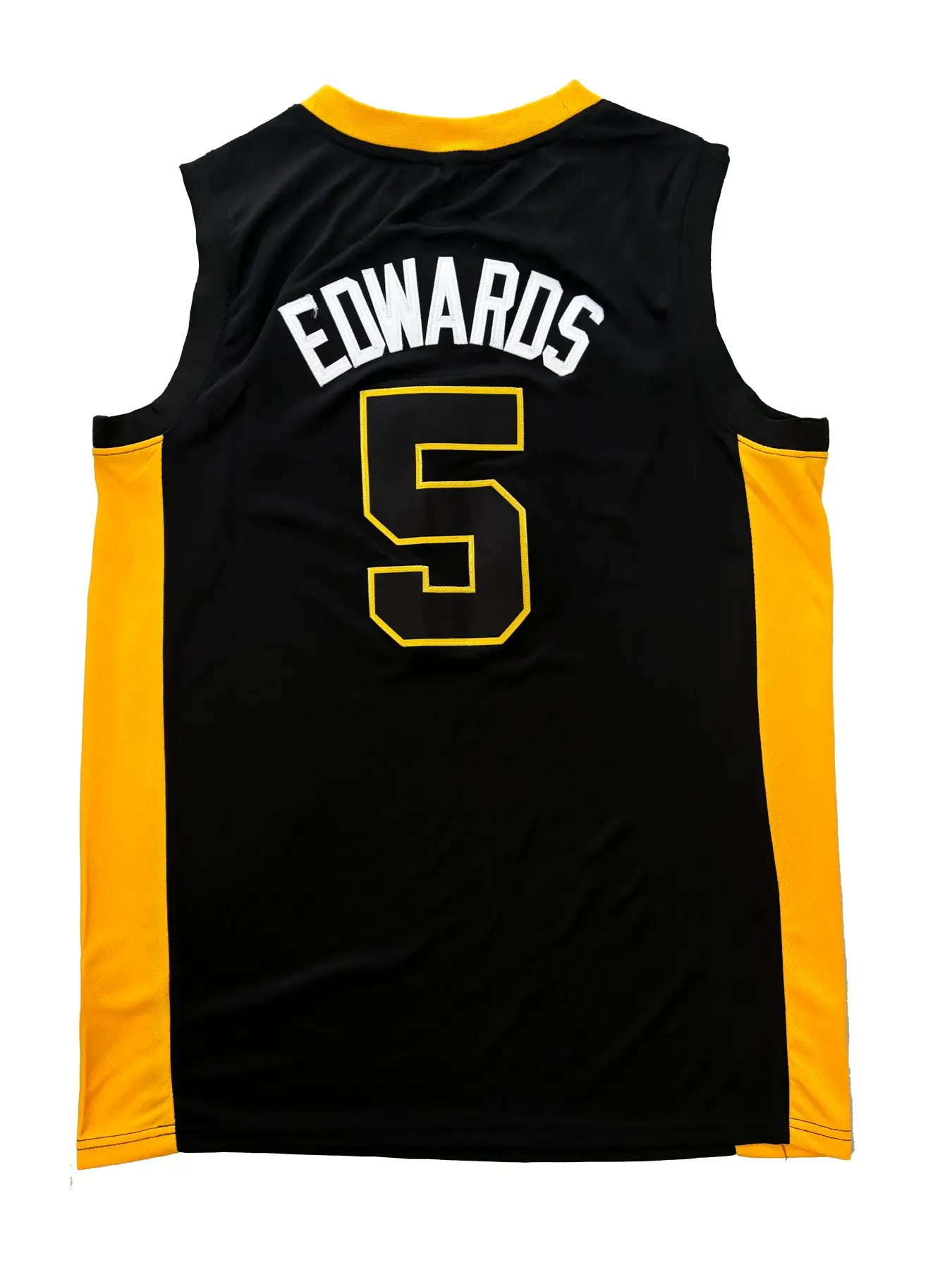 Men's Basketball Jersey, White & Black HolySpirit Prep #5 Edwards Sleeveless Mesh Sports Top with Stitched Lettering