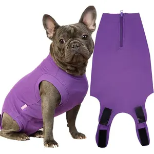 Soft Breathable Zipper Dog Recovery Surgery Suit, Dog Cone Alternative for Female Spay Anti Licking Postoperative Wear for Dogs
