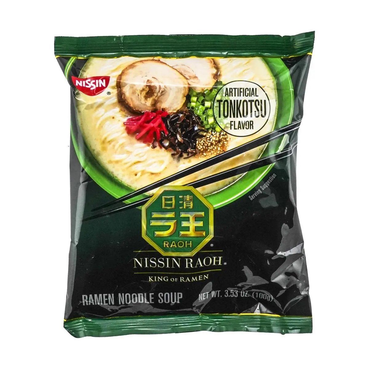 NISSIN RAOH Tonkotsu Ramen - Authentic Japanese Pork Bone Broth Instant Noodles, 100g