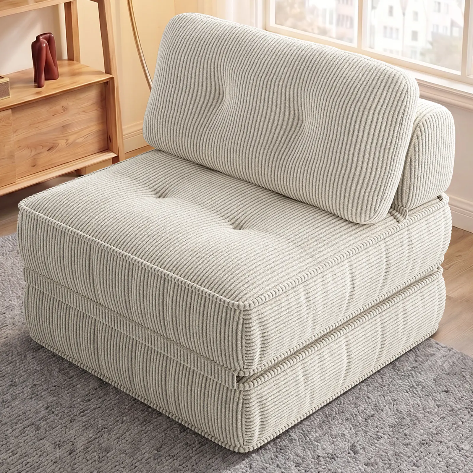 [SummerSale] Sikaic Convertible Folding Sofa Bed Lounge Chair with Pillows, Modular Multi-Functional Sofa Bed for Small Spaces, Boneless Couches, Removable Headrest & Lumbar Pillow, High-Elasticity Foam Core, Easy Assembly, Home Furniture, Dorm Essentials