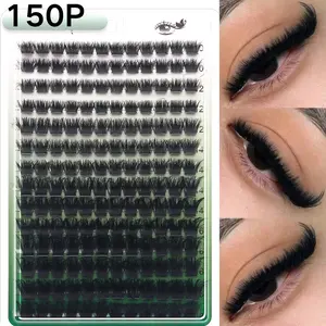 168 Clusters Of Fake Eyelashes, 150P, D Curl, 10-18mm Mixed Length, Natural Fluffy, 0.05mm Lightweight Reusable Eyelashes, Suitable For Festivals And Parties, Halloween Eyelashes, Cosplay Eyelashes, Pop On Lashes