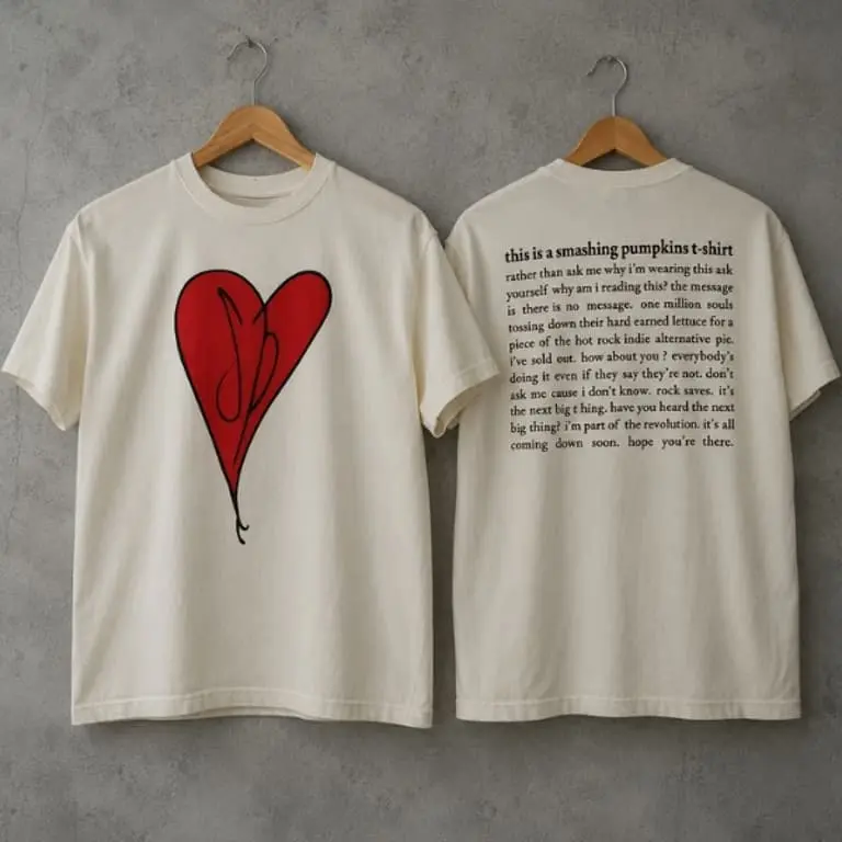 [SALE OFF 50%] Men's Unisex Short-Sleeve The Smashing Pumpkins Heart Logo Graphic T-Shirt - Front and Back Print Alternative Rock Tee