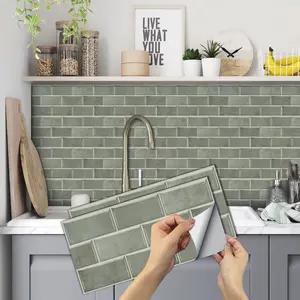 Vintage Brick Splash-Proof Sticker, Self-Adhesive Waterproof Wallpaper Tile, Backsplash Wallpaper, Kitchen Bathroom Wall Upgrade, Universal Use, Plaid Shape