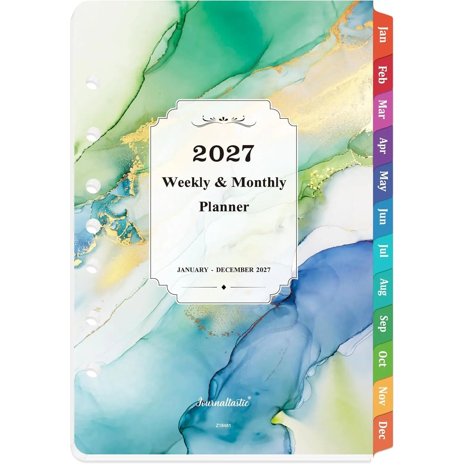 2027 Planner Refills - Planner Refills 2027, JAN 2027 - DEC 2027, A5 Planner Inserts, 2027 Weekly and Monthly Planner Refill, 5.5 x 8.5 inch, 7 Holes - Green