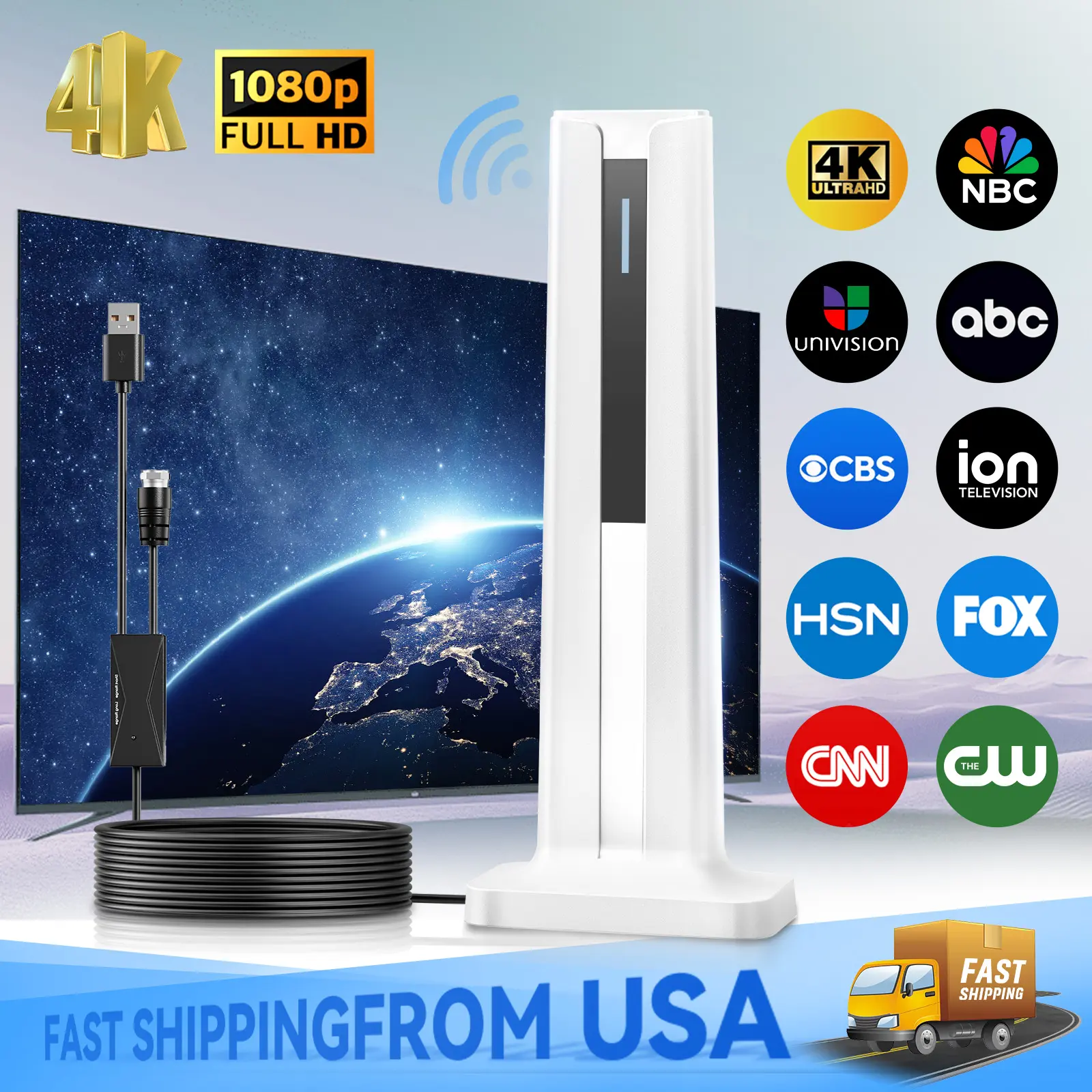 2026 TV Antenna for Smart TV Indoor for Local ChannelsHD Digital Antenna Outdoor Long Range Reception with Amplifier Signal Booster Supports 4K 1080p HD Detachable Remote Control Hdmi Splitter TikTokShopBlackFriday