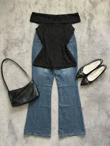 Women's One-Shoulder Elegant Chic Slim Fit Polka Dot Blouse, Womenswear, Spring Valentine's Day Casual Wear, Daily Fashion Top