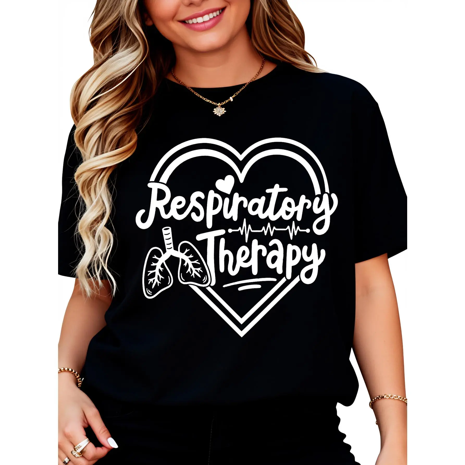 Men's 100% Cotton Respiratory Therapist RT Graphic T-Shirt, Unisex Short-Sleeve Round Neck Tshirt, Everyday Fashion Prints Top