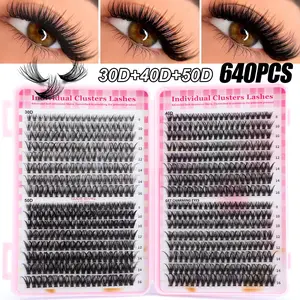 640 Pcs False Lashes Extension, High Capacity, 30D/40D/50D, D Curl, Fluffy, DIY, Daily Use, Party, Travel, Gift Idea
