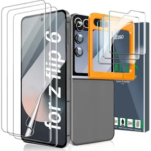 3 Pack Screen Protector for Samsung Galaxy Z Flip 6 [Phone Case Friendly], Inside Anti-Spy Film with 3 Pack Back Tempered Glass + 3 Pack Camera Lens Protector Accessories