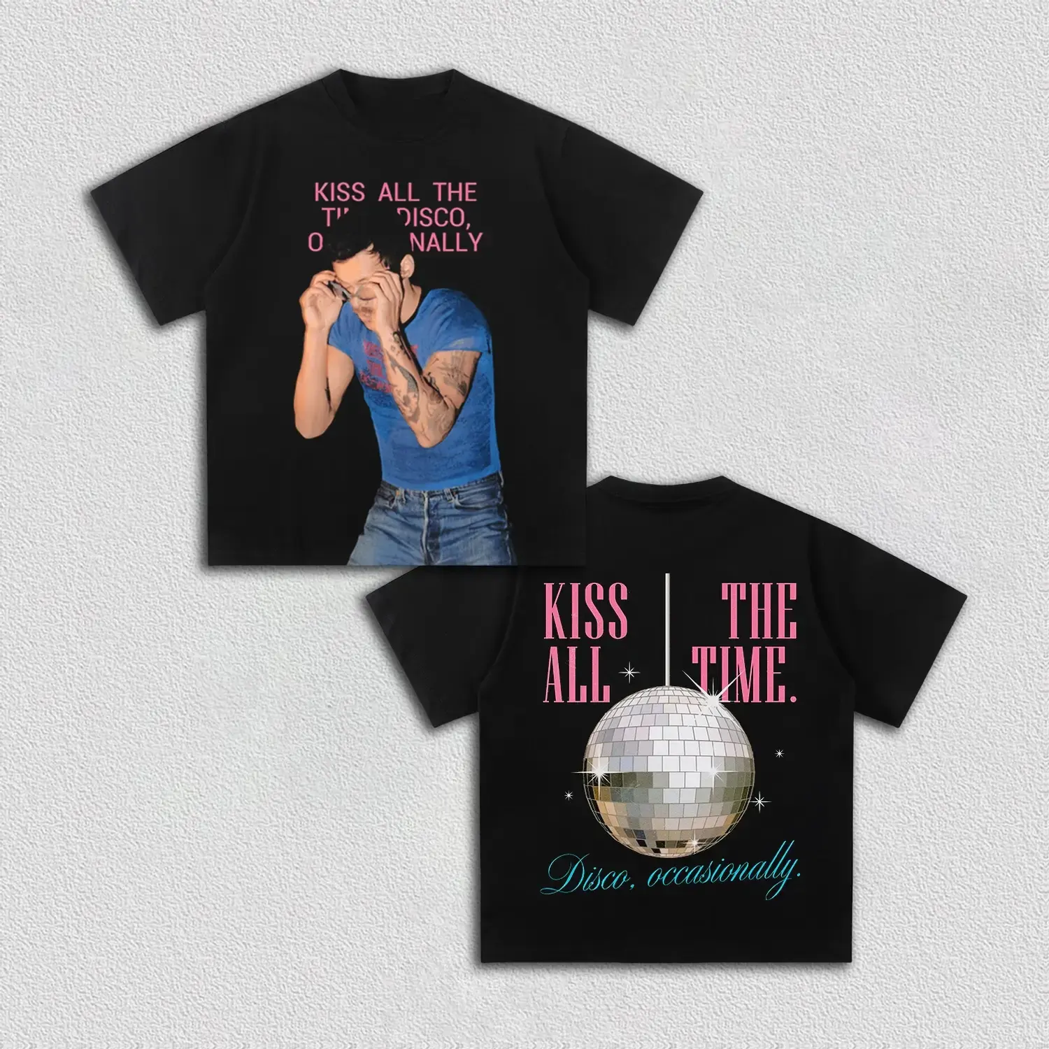 Women's Harry Styles Kiss All the Time Album 100% Cotton Casual Streetwear O-Neck Short-Sleeve Unisex Y2K Hip Hop T-Shirt, 2026 Summer Fan Gift