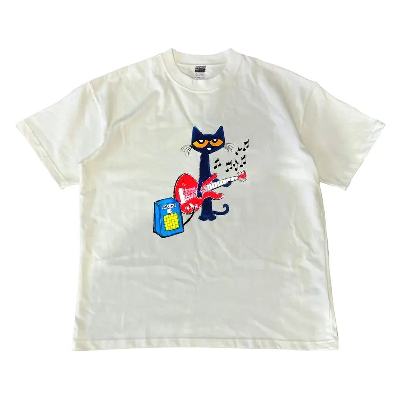 Pete the Cat Playing Guitar Baby Tee, Baby Tee Graphic Shirt, Womenswear Top Tshirt, Streetwear, Party's Shirt