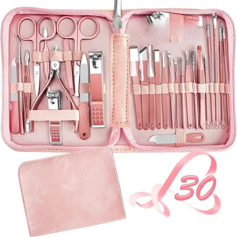 Manicure Set 30 in 1 Nail Clipper set, nail clippers, fingernail & toenail clippers, Manicure Tools, pedicure tools, Suitable for Travel Manicure Kit, Nail Set Kit With Everything Profe