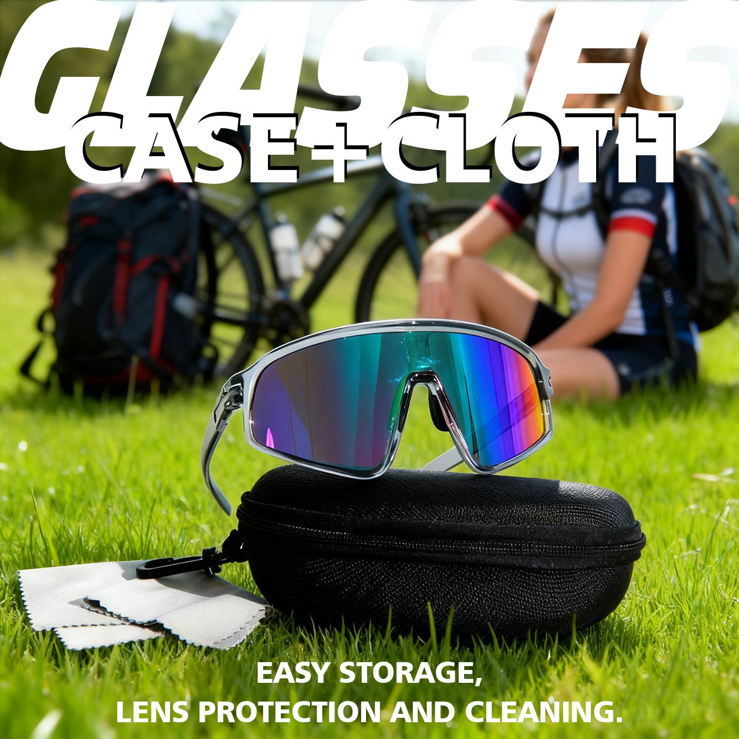 Blue Polarized Cycling Glasses PC Frame UV Protection Outdoor Sports Sunglasses for Men Women