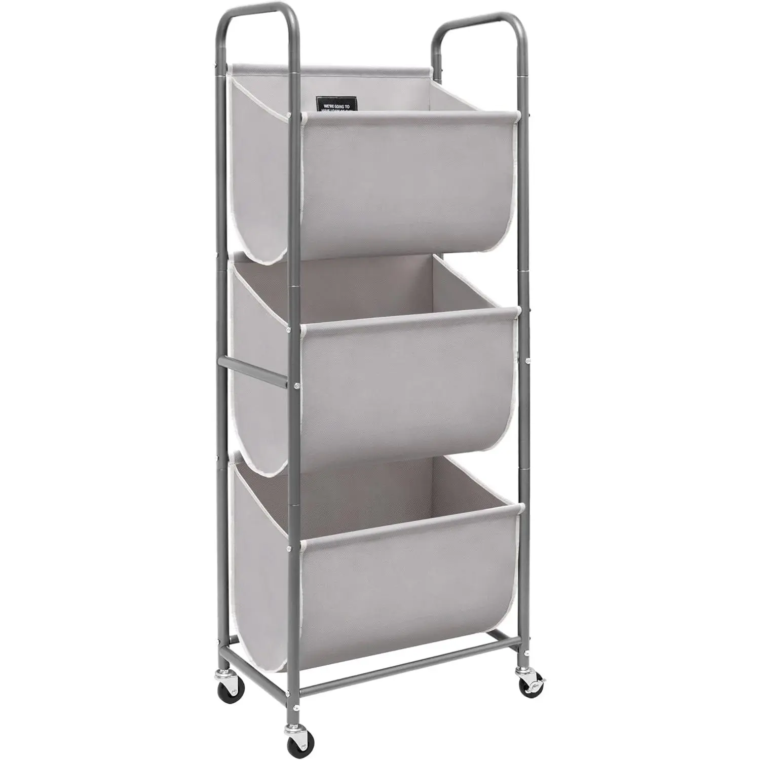 120 Liters Vertical Rolling Laundry Hamper, 3 Section Laundry Sorter with Wheels and 2 Breaks, 3-tier Laundry Baskets for Small Space, Dorm, Laundry Room, Closet, Bathroom, Gray 3-tier