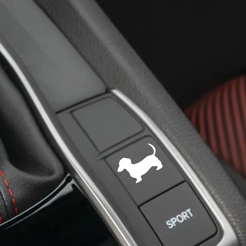 2PC/SET Dachshund blank button decal sticker. Fits all blank car buttons! Car rearview mirror sticker Sticker For Cars Car Stickers Car Accessories Automobile Decals