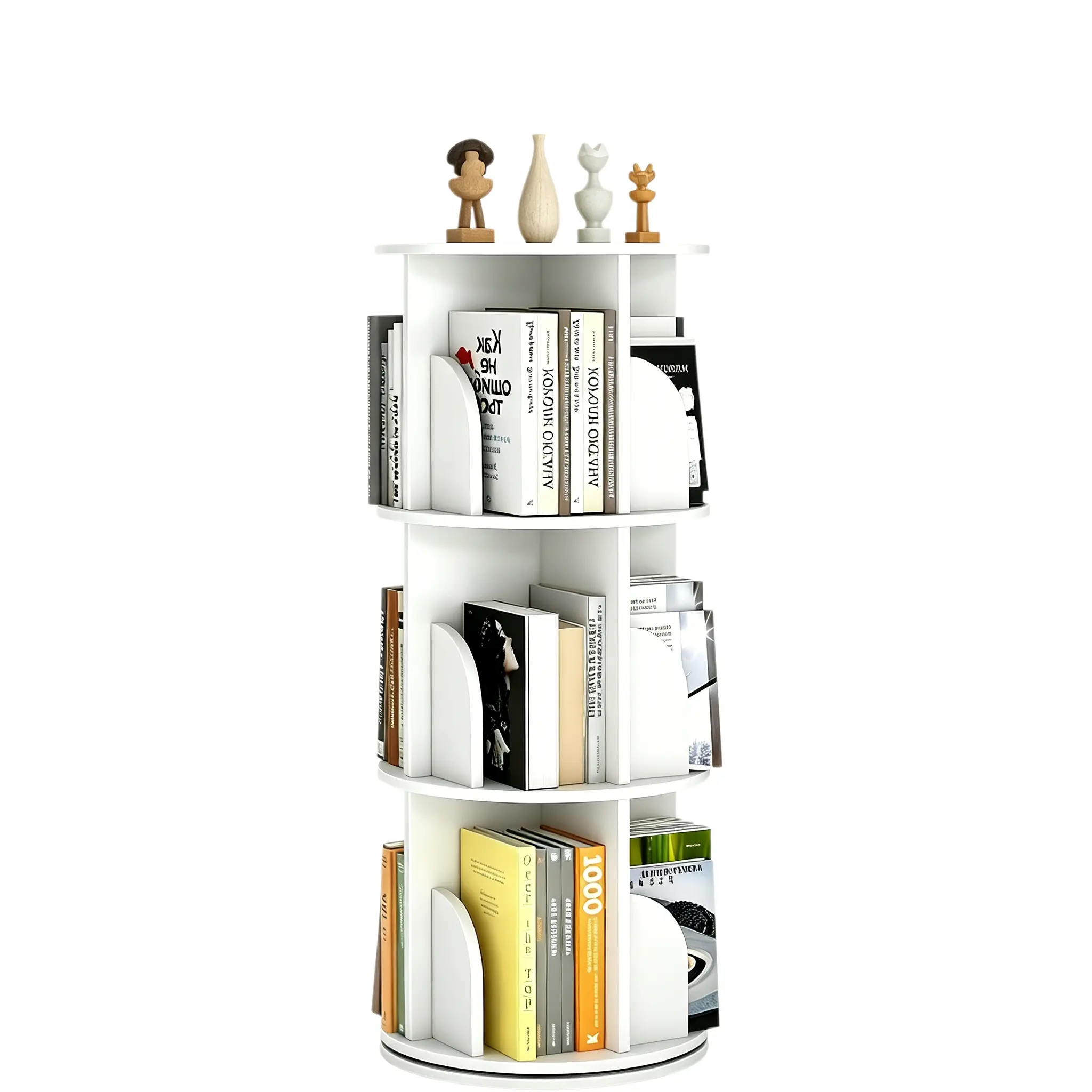 Rotating Bookshelf 3 Tier 360 Spinning Bookcase Floor Standing Revolving Book Shelf Storage Rack Narrow PVC Organizer for Small Space Bedroom Living Room Home Office White, Home Furniture and Household Product Search Terms for US Online Shopping