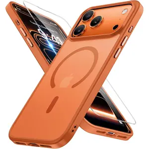 Magnetic for iPhone 17 Pro Case 6.3" with Screen Protector, [Compatible with MagSafe] Military-Grade Protection, Anti-Fingerprint, Slim Thin Phone Case for 17 Pro Cover, Orange