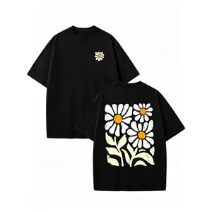 Men'S Vintage Pattern Printed T-shirt - Floral Print Design, Vintage Wash Appearance, Round Neck Short Sleeve， Summer Comfort Casual T-shirt, Regular Version, Machine Washable men  clothing