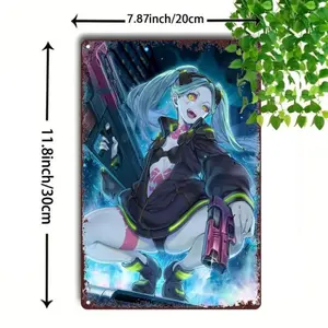 8x12 Inch Edgerunner Cyberpunk Metal Wall Art Vintage Gaming Poster Retro Sign Home & Office Decor Christmas Gift