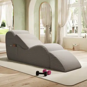 Ergonomic Yoga Lounge Chair with Ottoman, Detachable Lumbar Pillow & Side Pocket, Washable Floor Chaise, No Assembly Needed, Foam Gaming Relaxing Chair for Meditation Stretching, Ideal Mother's Day Gifts tiktokshopspringglowup