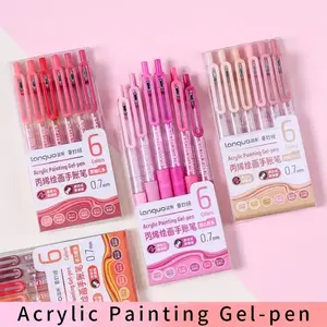 Professional Art Journaling Pens Set, 6 Colors, New Push Action Drawing Writing Pen Kit, Back-To-School Season Art Supplies, Smooth Writing Pens, Pen Calligraphy