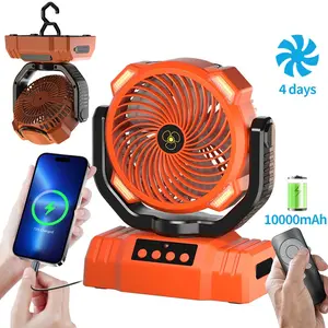 10000mah Camping Fan with LED Flashlight, Rechargeable Battery, Portable Tent Fan with Timer, Outdoor Camp RV Bedroom Use
