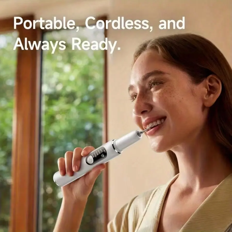 USB Rechargeable LED Electric Dental Cleaner - 5 Adjustable Modes, Gentle Oral Care Tool, Interdental Gum Massager with 3 Replacement Heads for Daily Hygiene Maintenance