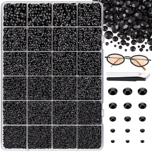 30000pcs 2-6mm Resin Rhinestones, Black Flatback Round Jelly Rhinestones Bedazzling  Crystal Gems Large Quantity Wholesale for DIY Crafts Clothes Bottles Tumblers Face Makeup Manicure