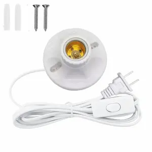Light Bulb Socket with Cord,E26/ E27 Lamp Base Desktop 20ft Light Socket with Cord Light Bulb Base E26/ E27 Lamp Base Desktop 20ft Include Screw Cord On/Off  ,Light Socket with Cord (1)