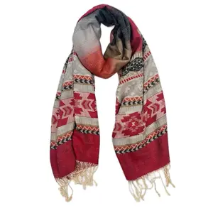 Stunning Red Cashmere Pashmina with a Southwest Vibe - Soft and Cozy Cashmere Scarf