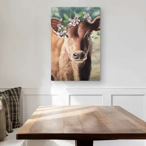 212 MAIN Cute Jersey Cow Aluminium Metal Print, 20x30 in. Lightweight Animal Artwork Prints, Cow Theme Country Life Cute Decorative Wall Art, Farmhouse Home Decor for Living Room, Ideal Gift