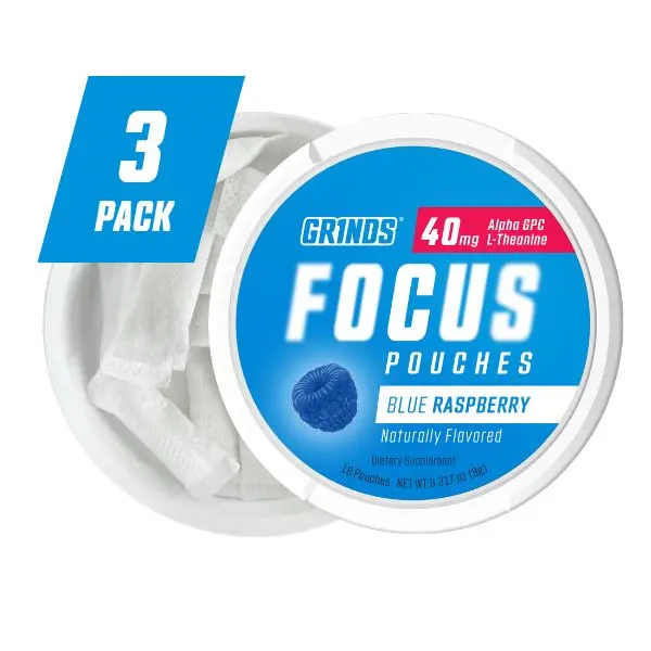 Grinds Focus Pouches - Blue Raspberry (Pack of 3) Grinds Focus Pouches - Blue Raspberry (Pack of 3)