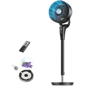 2026 Upgradedom Quiet Standing Pedestal Fan for Whole Room, 20dB Low Noise DC Motor, 90ft Long Distance Airflow, 90° Oscillating, 8+ Adjustable Speeds, 3 Wind Modes, 38-42'' Height Adjustable, 8H Timer, 105° Manual Vertical Tilt for Home Office