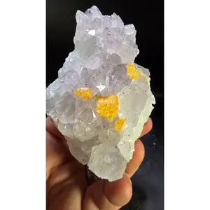 Amethyst Cluster with Orange Barite Blades – Maharashtra, India – 0.77 lbs
