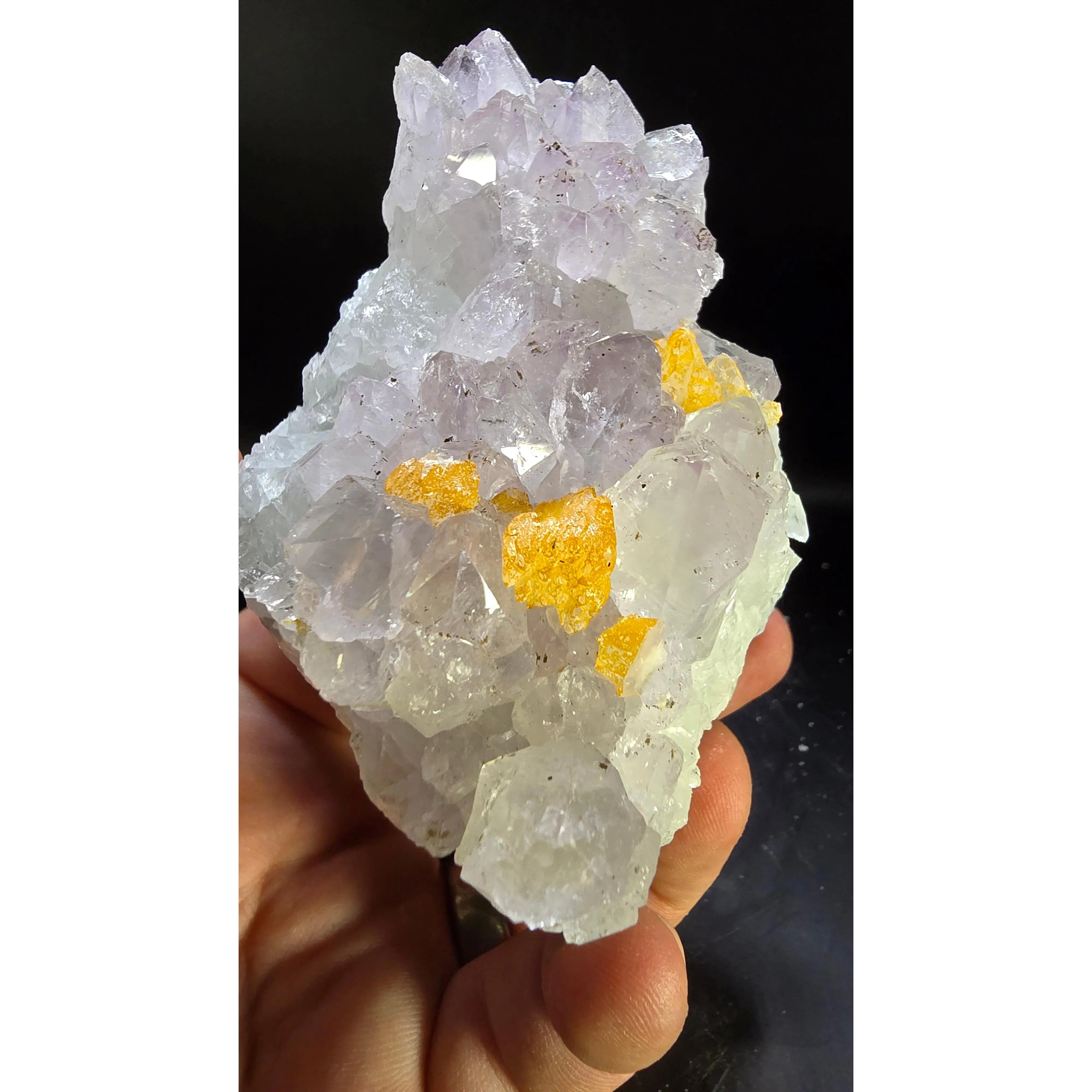 Amethyst Cluster with Orange Barite Blades – Maharashtra, India – 0.77 lbs