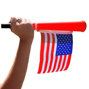 Vuvuzela 14 Inch Stadium Horn with USA National Flag - Compact Design for Cheering and Support at Sports Events, Carnival, Celebrations